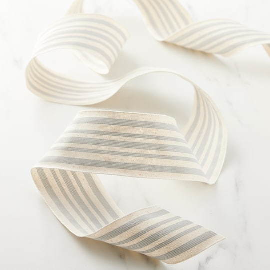 12 Pack: 2.5" x 25ft. Stripe Faux Cotton Wired Ribbon by Celebrate It™